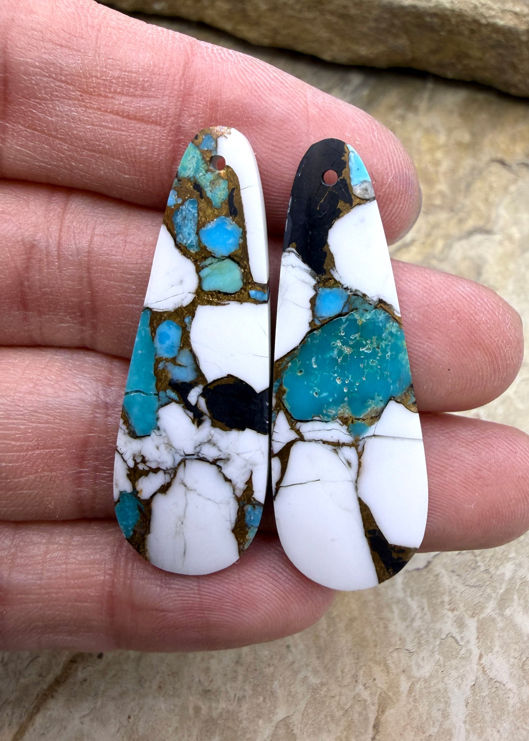 White Buffalo Kingman Turquoise and Bronze Composite