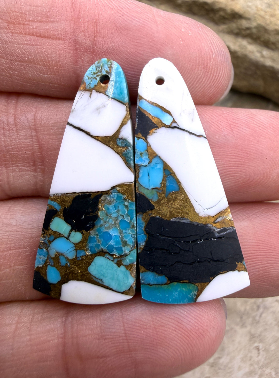 White Buffalo Kingman Turquoise and Bronze Composite