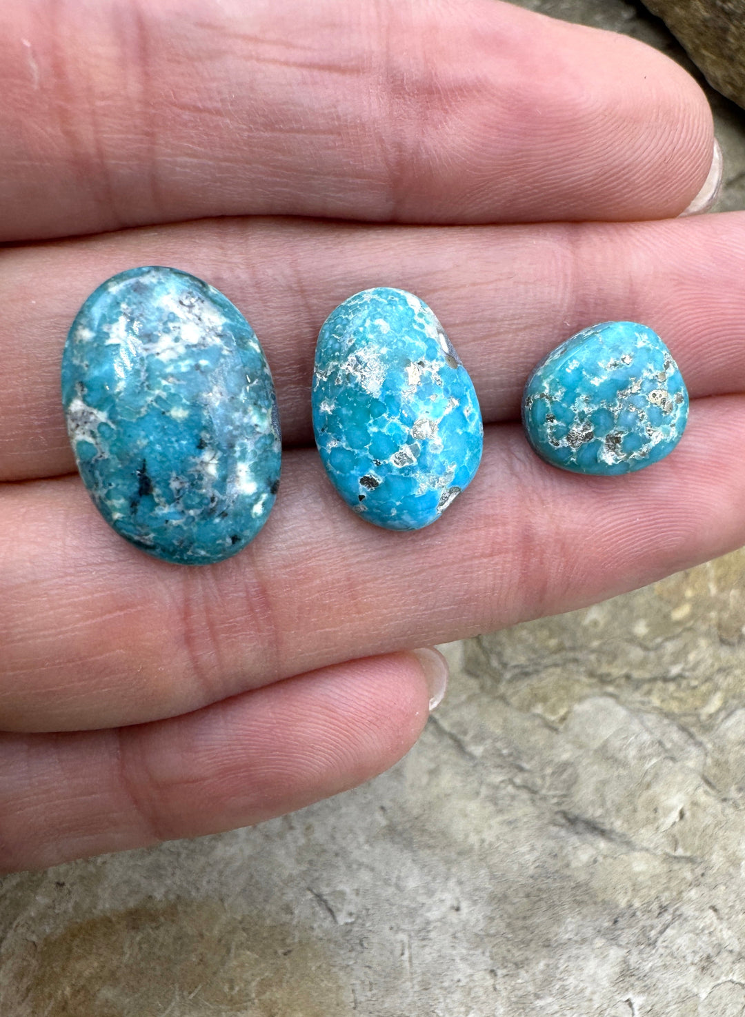 White Water Turquoise (Mex) LOT of 3 Cabochons - Turquoise