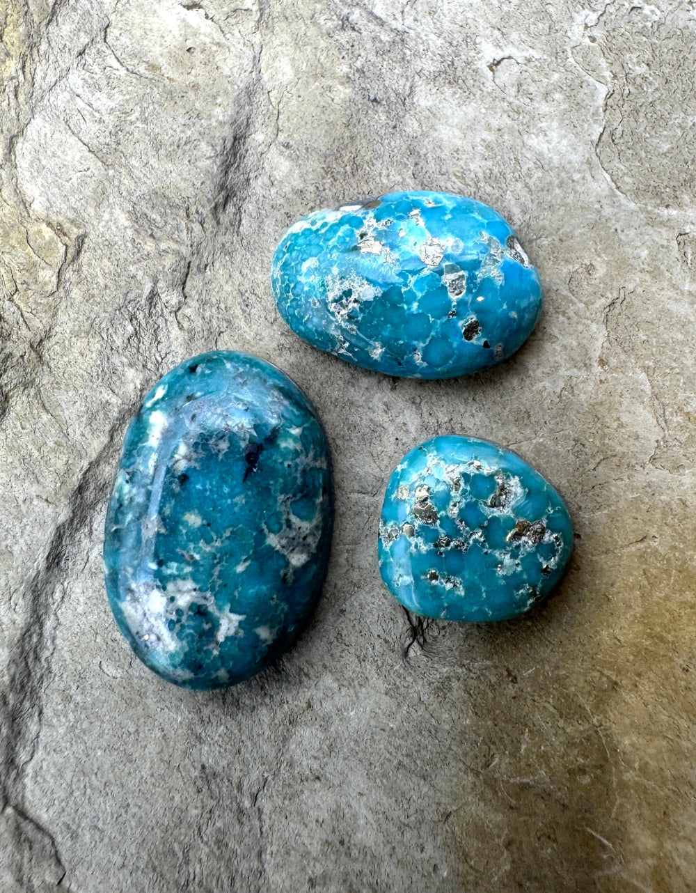 White Water Turquoise (Mex) LOT of 3 Cabochons - Turquoise