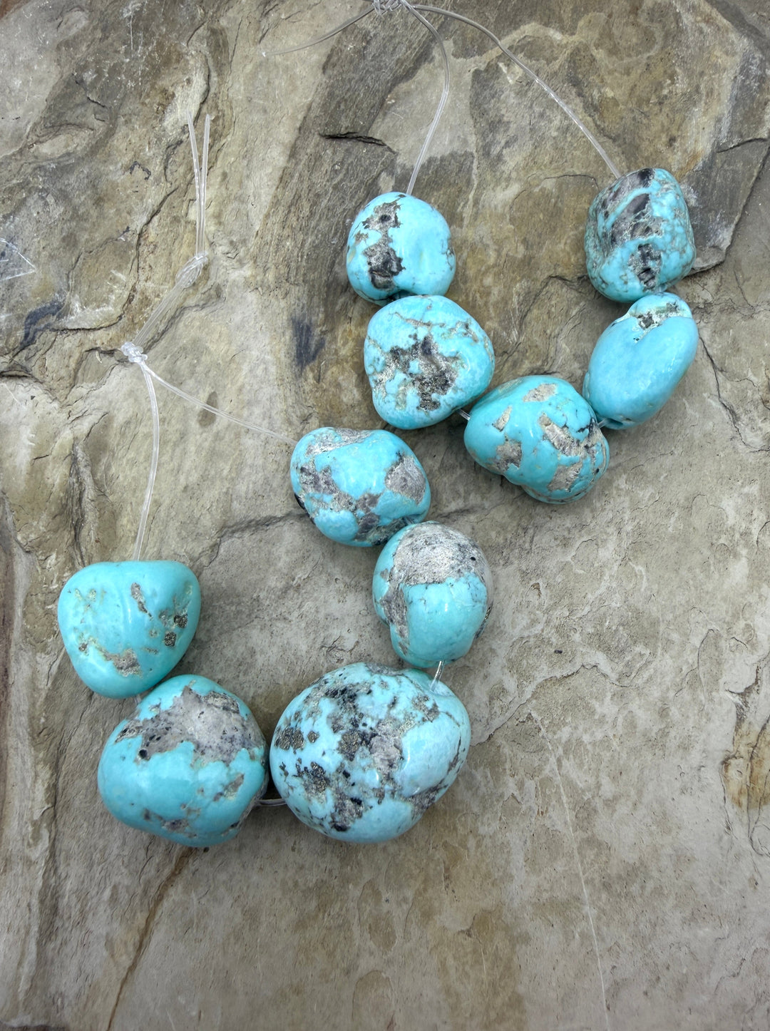 White Water Turquoise (Mexico) Big Nugget Focal Set 5 Bead