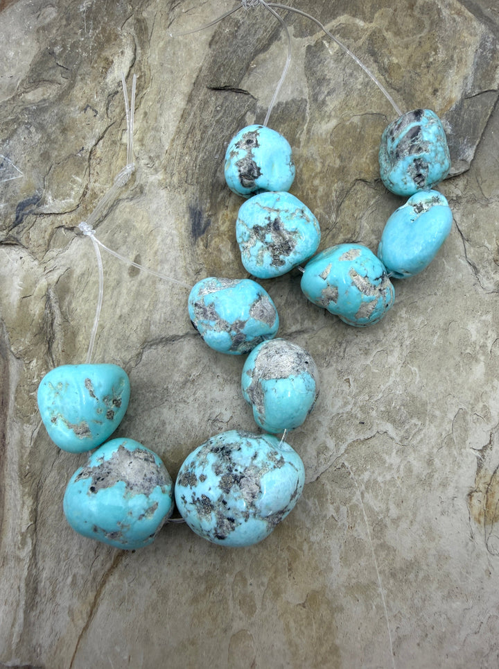 White Water Turquoise (Mexico) Big Nugget Focal Set 5 Bead