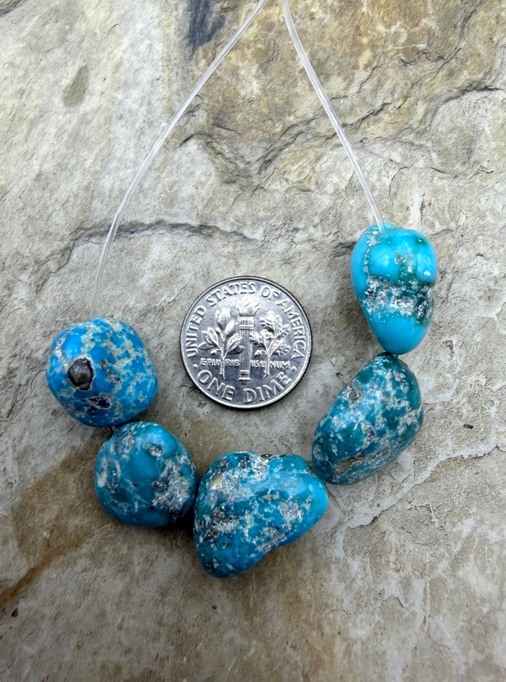White Water Turquoise (Mexico) Big Nugget Focal Set 5 Bead