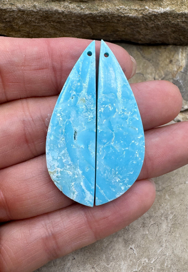 White Water Turquoise (Mexico) Matching Earring Slab Bead