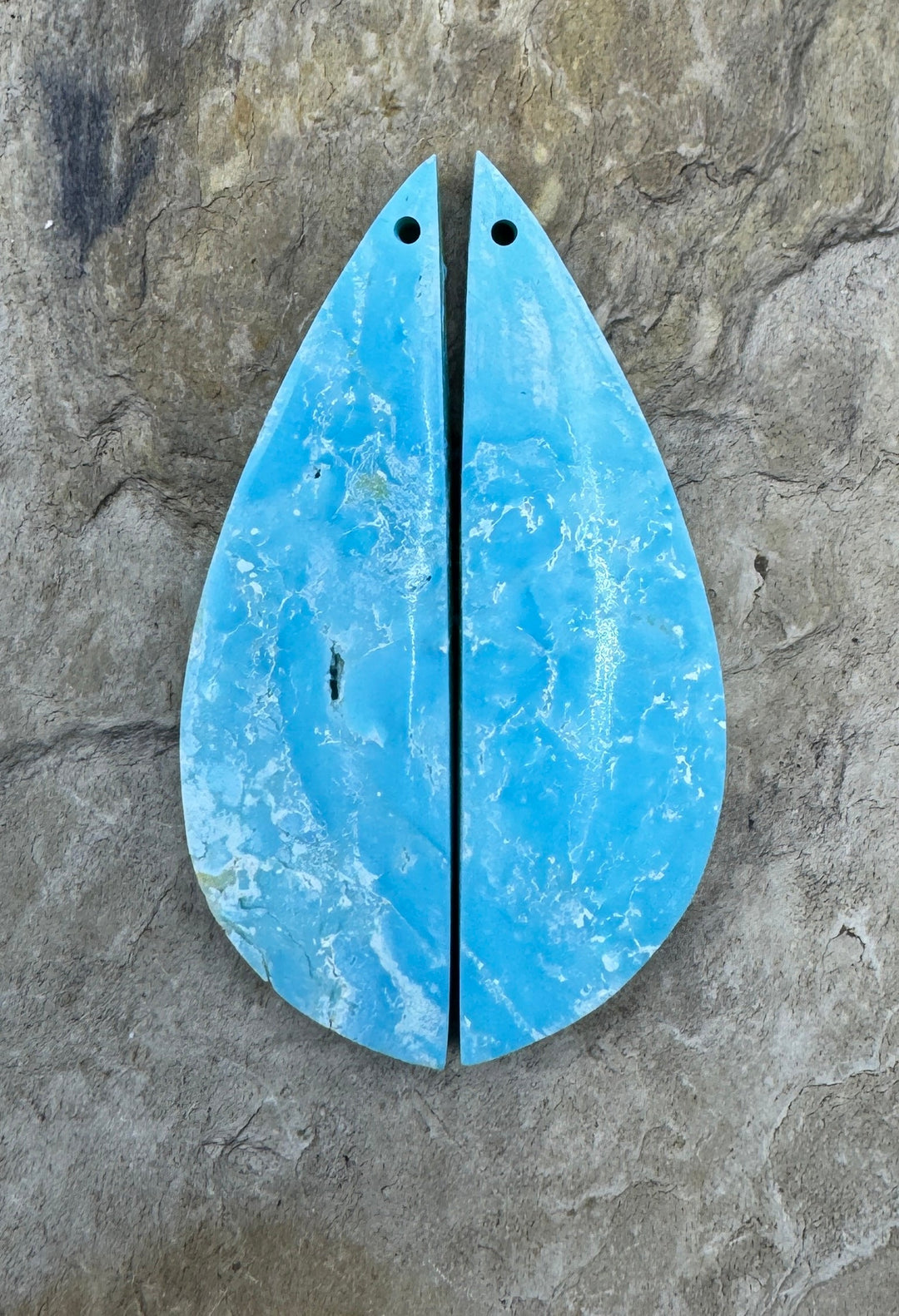 White Water Turquoise (Mexico) Matching Earring Slab Bead