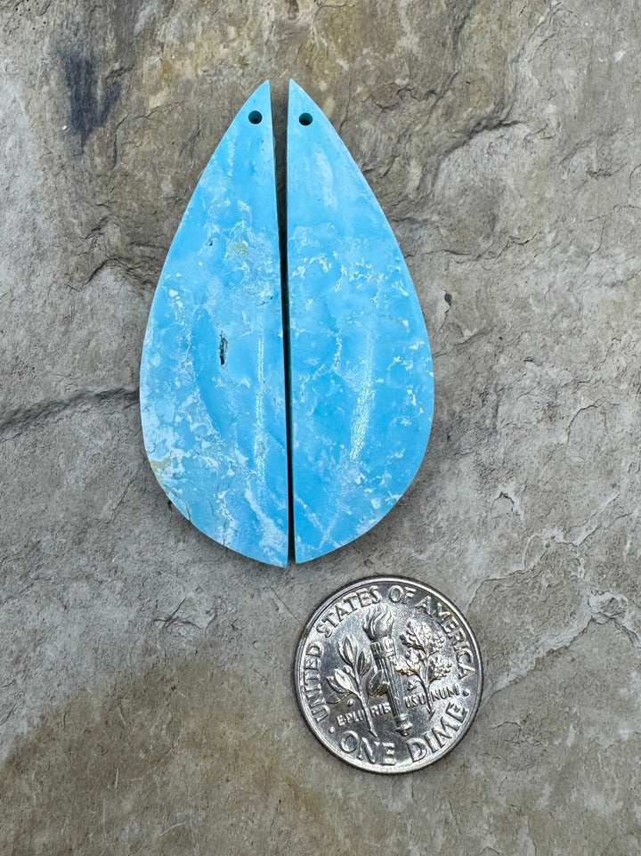 White Water Turquoise (Mexico) Matching Earring Slab Bead