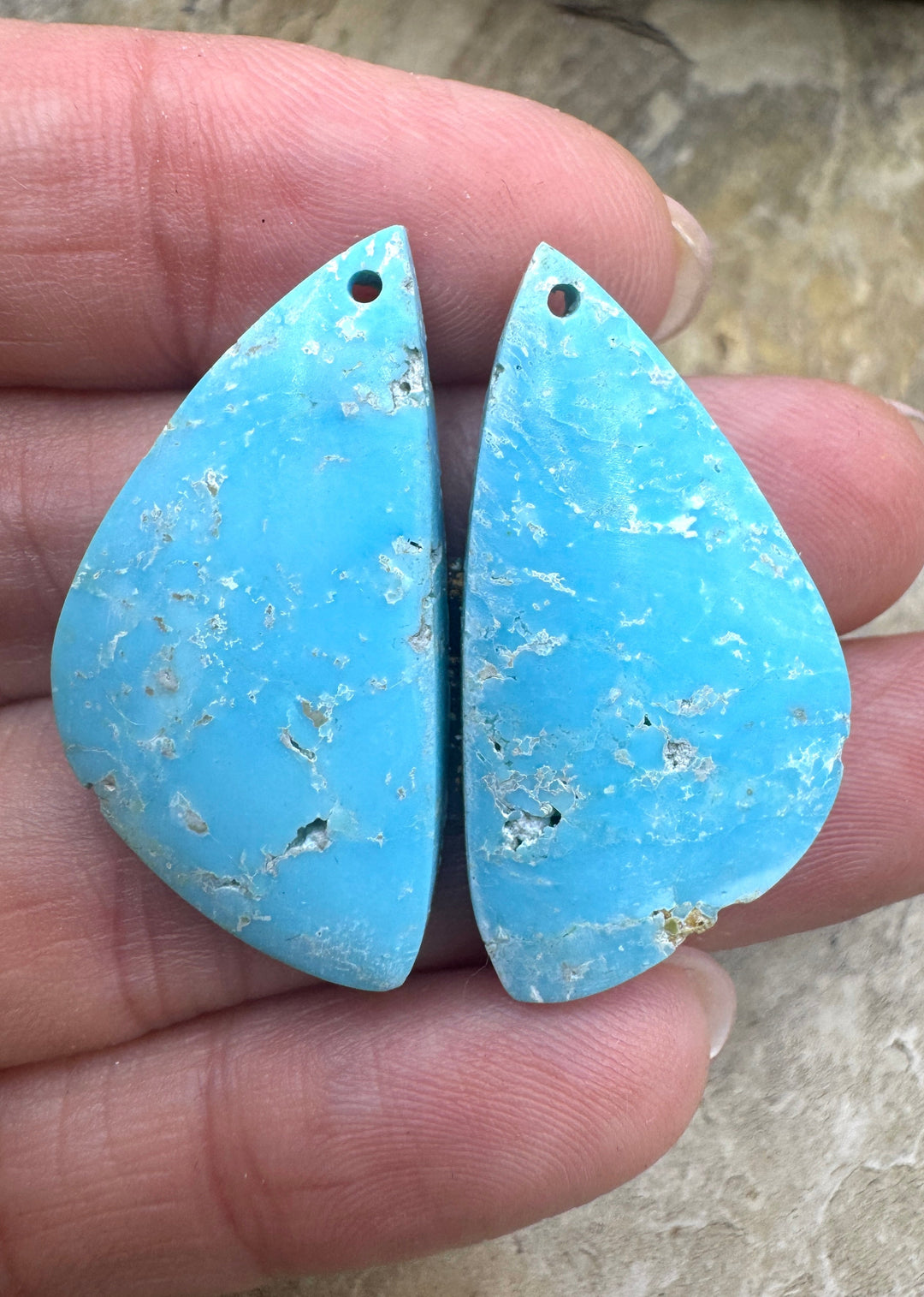 White Water Turquoise (Mexico) Matching Earring Slab Bead