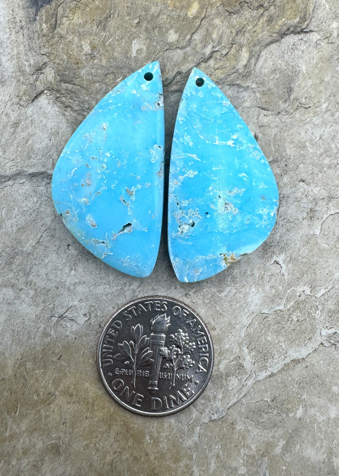 White Water Turquoise (Mexico) Matching Earring Slab Bead