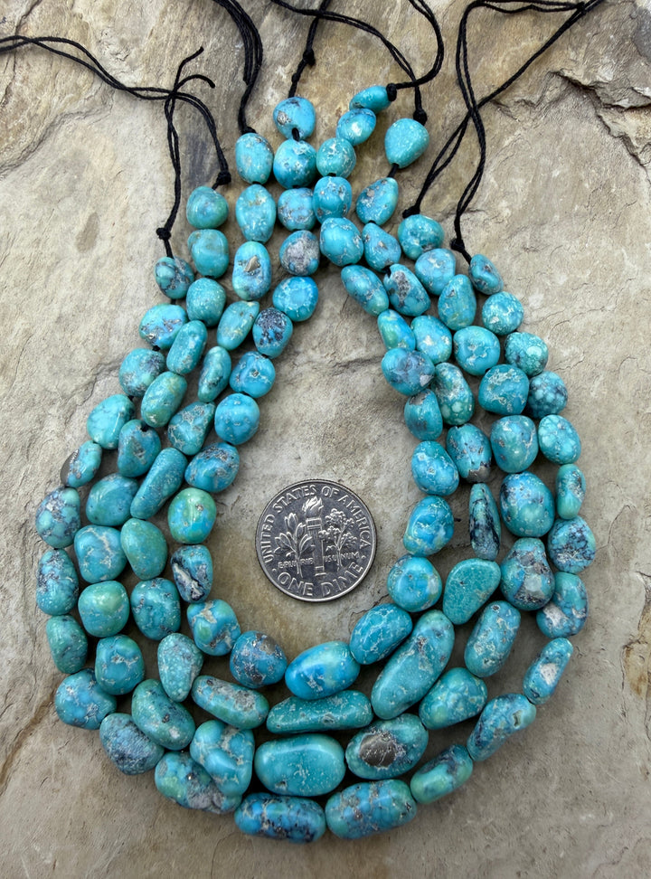 White Water Turquoise (Mexico) Nugget Beads 7-8x10mm 8 inch
