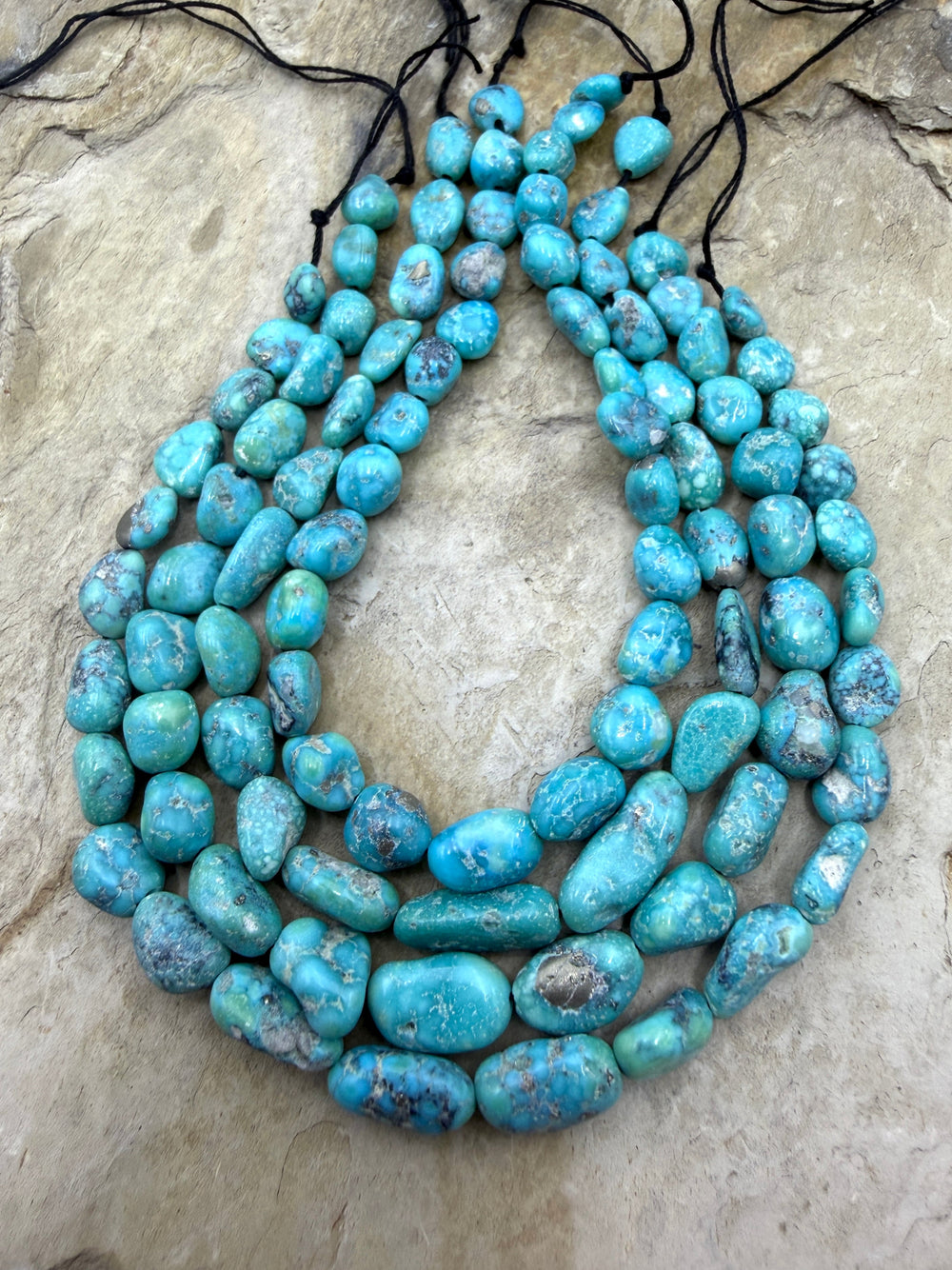 White Water Turquoise (Mexico) Nugget Beads 7-8x10mm 8 inch