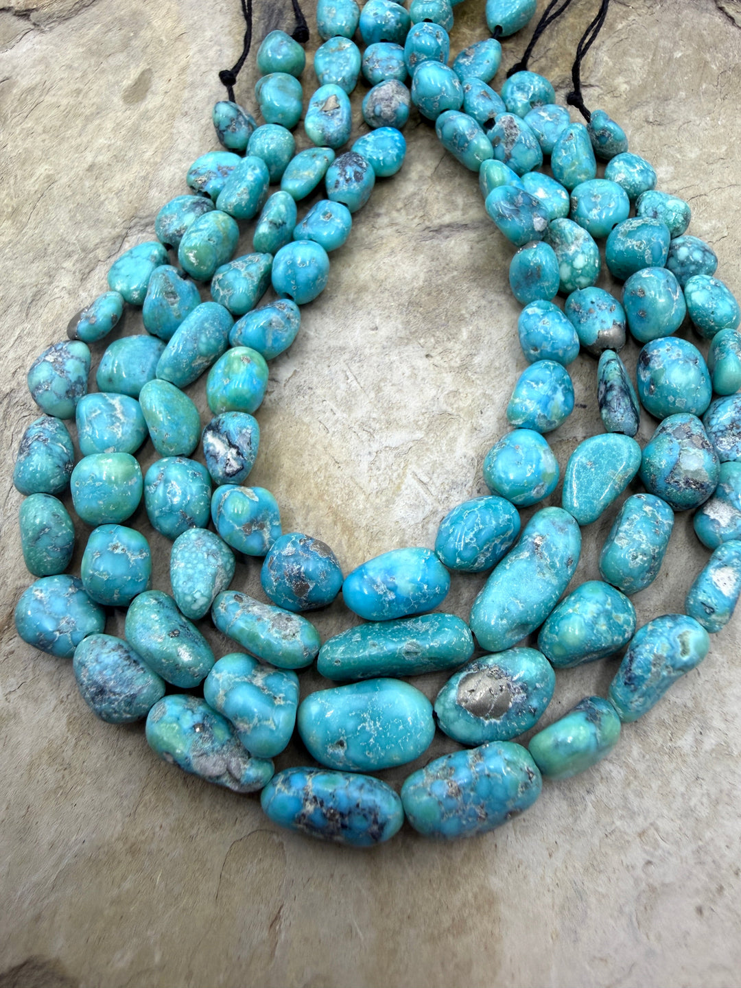 White Water Turquoise (Mexico) Nugget Beads 7-8x10mm 8 inch