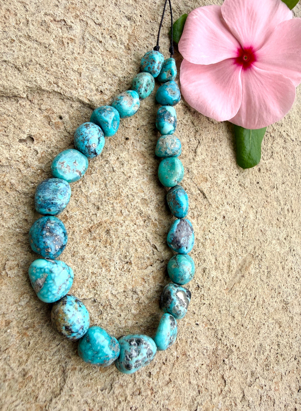 White Water Turquoise (Mexico) with Pyrite Graduated