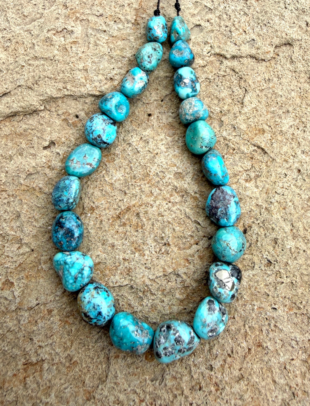 White Water Turquoise (Mexico) with Pyrite Graduated
