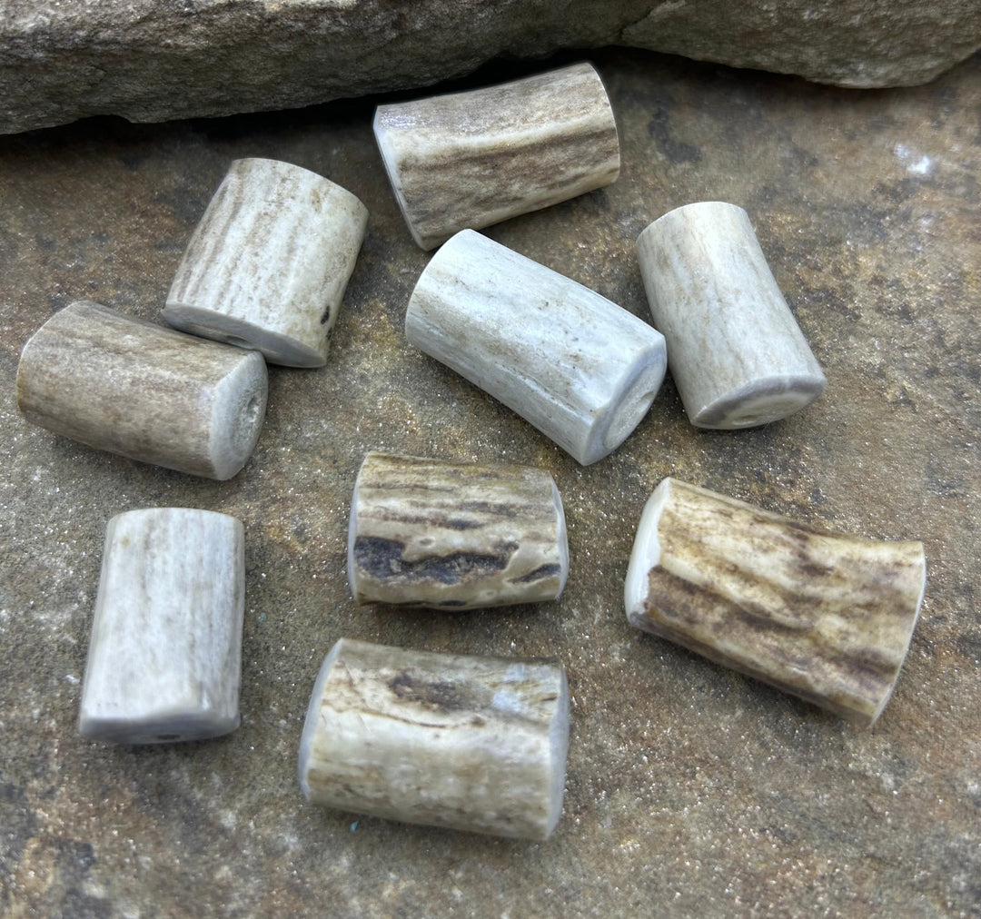 Whitetail Deer Antler Large Beads 17x28-21x30mm Set of 3