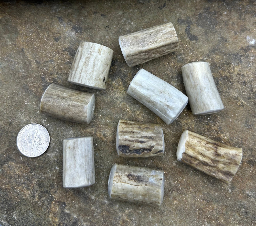 Whitetail Deer Antler Large Beads 17x28-21x30mm Set of 3