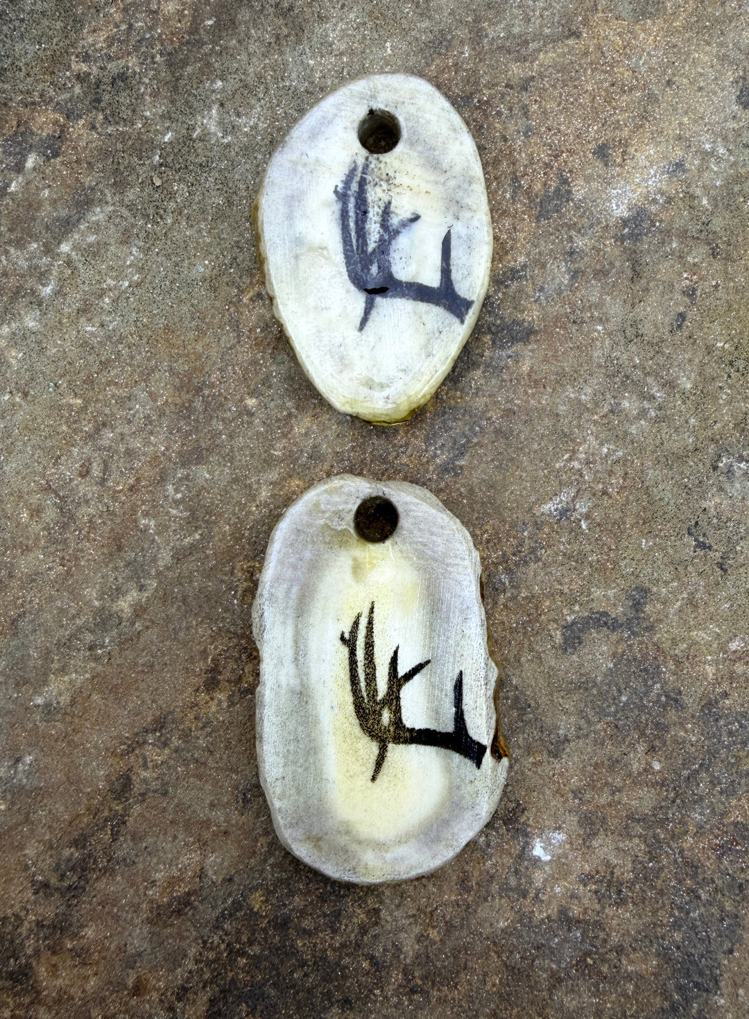 Whitetail Deer Lazer Engraved Antler Focal Pendant Bead