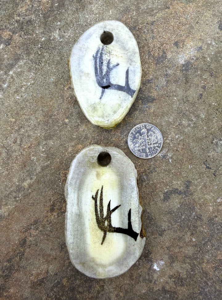 Whitetail Deer Lazer Engraved Antler Focal Pendant Bead