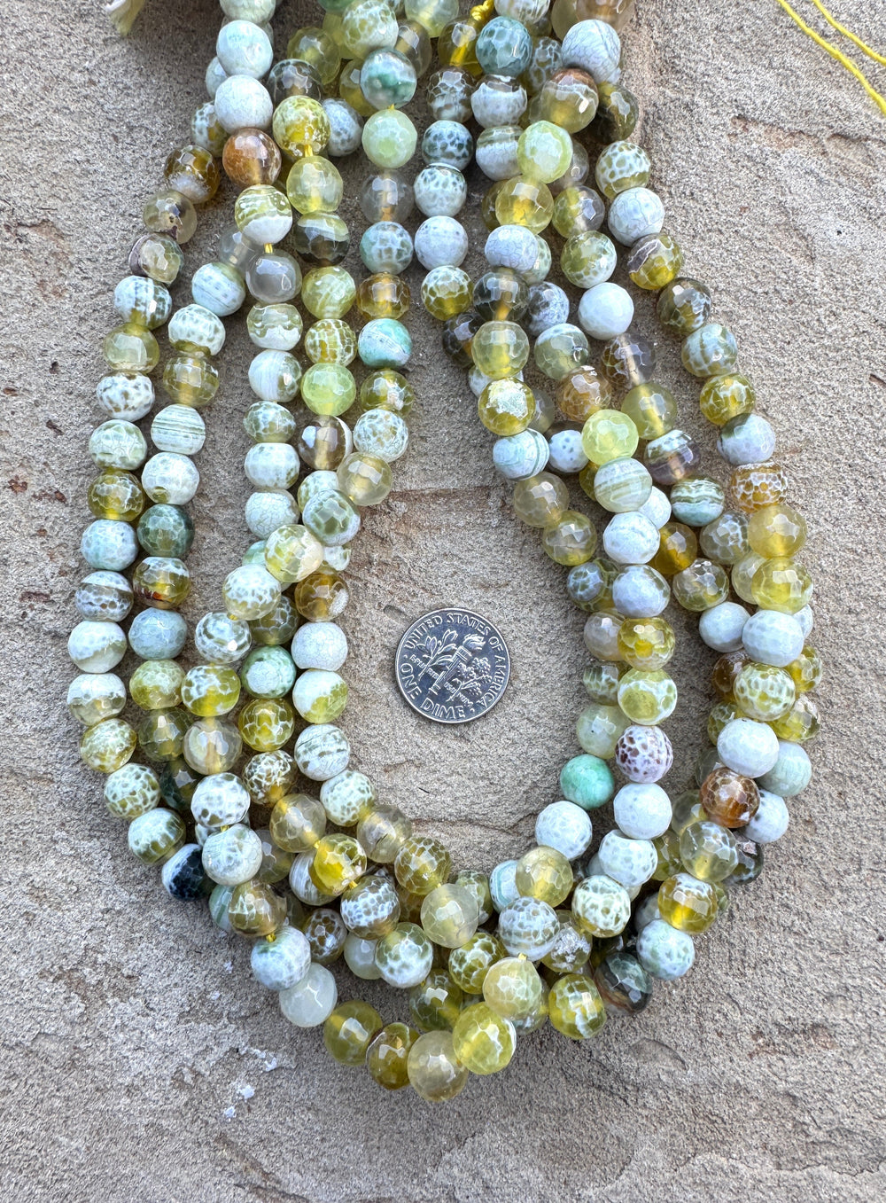 Yellow Flower Agate 8mm Faceted Round Beads 16 inch Bead