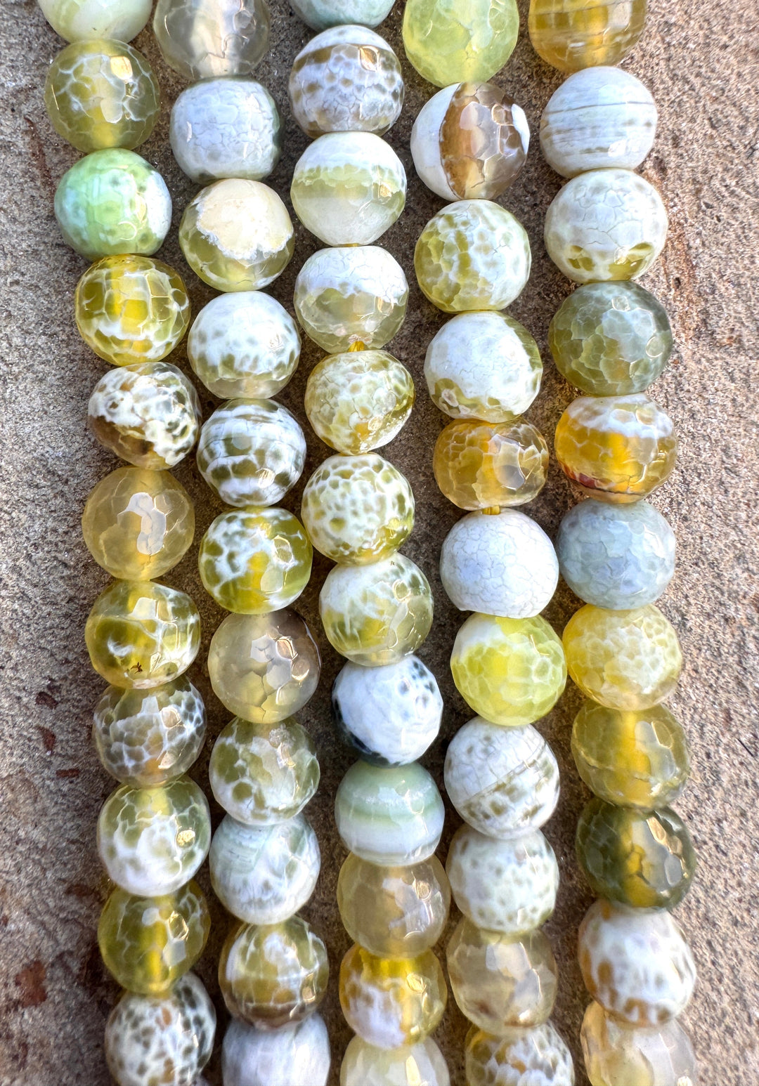 Yellow Flower Agate 8mm Faceted Round Beads 16 inch Bead
