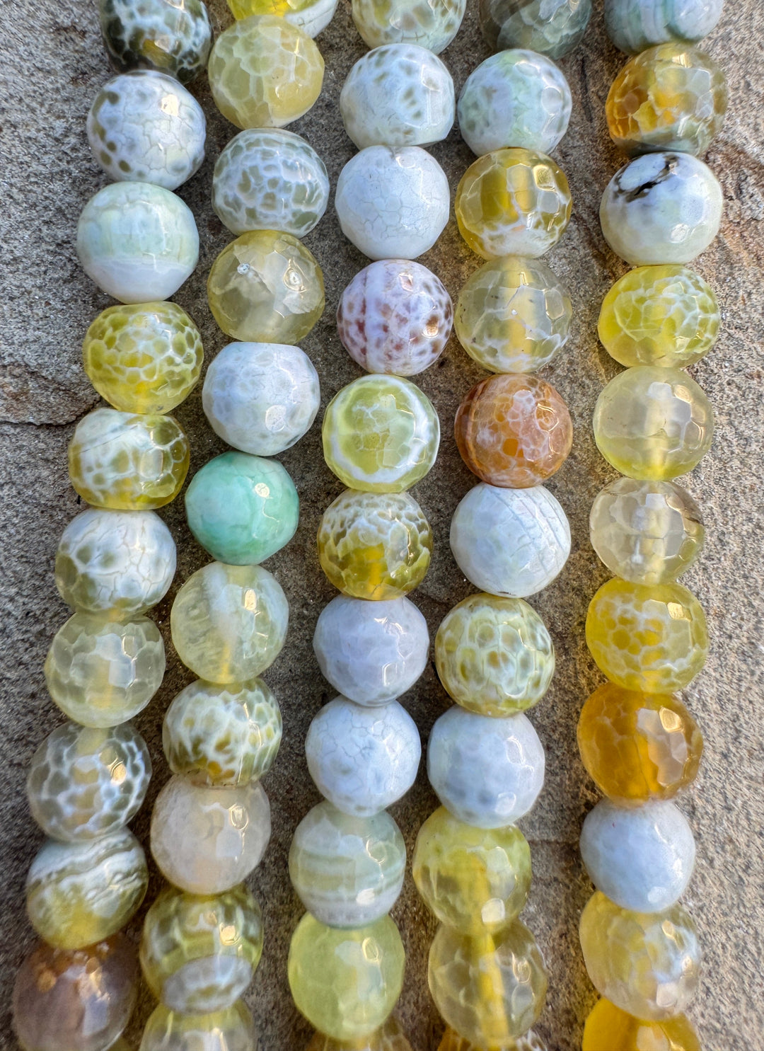 Yellow Flower Agate 8mm Faceted Round Beads 16 inch Bead