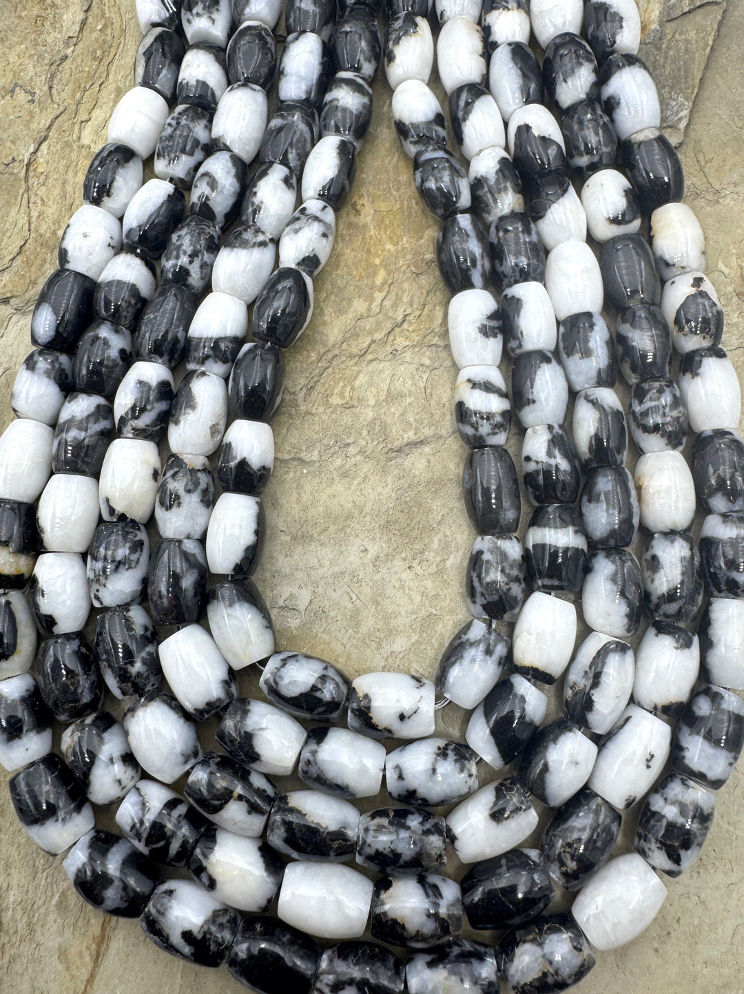 Zebra Jasper 9x11 Barrel Beads Strand 16 Inch Strand (34-36