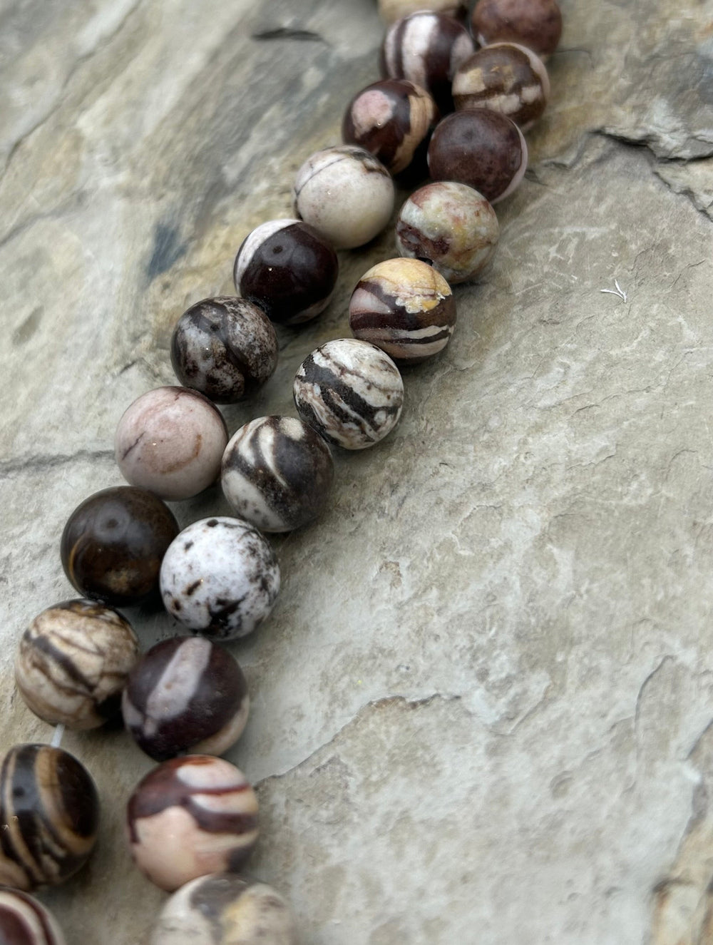 Zebra Jasper (Arica) Big Matte Round Beads 12mm 16 inch