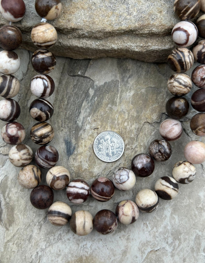 Zebra Jasper (Arica) Big Matte Round Beads 12mm 16 inch