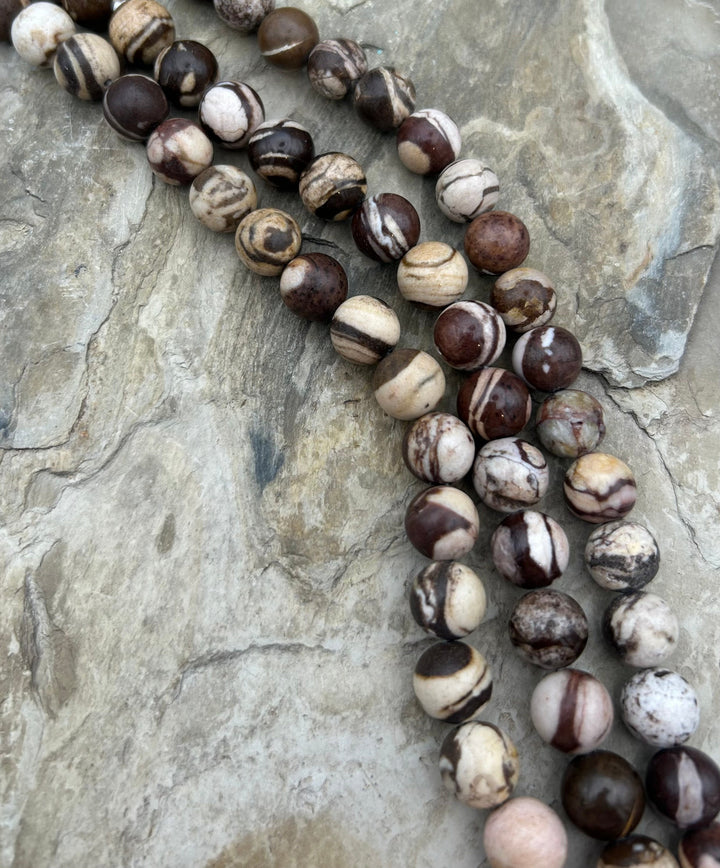 Zebra Jasper (Arica) Big Matte Round Beads 12mm 16 inch