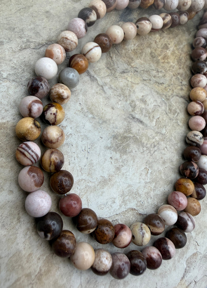 Zebra Stone (Australia) 6mm Round Beads ONE 11 inch Strand