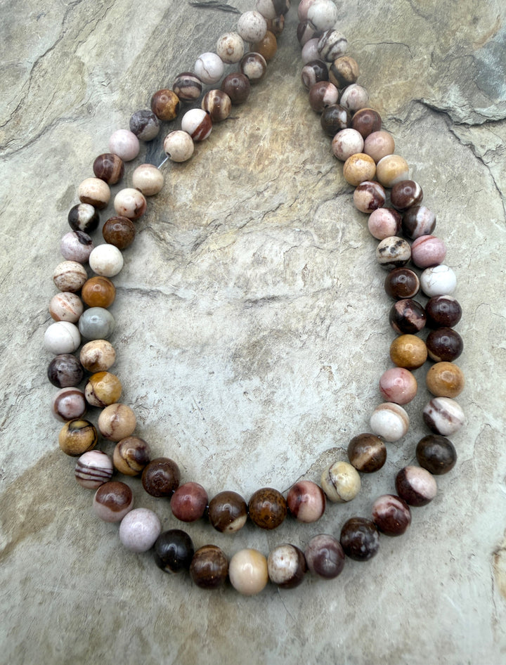 Zebra Stone (Australia) 6mm Round Beads ONE 11 inch Strand