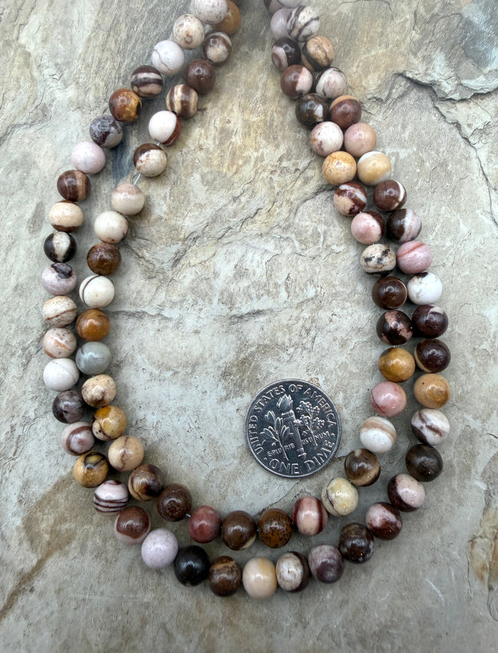 Zebra Stone (Australia) 6mm Round Beads ONE 11 inch Strand