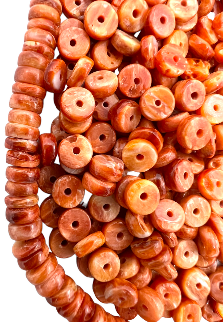 RARE Red/Rust Spiny Oyster Heishi/Button Beads 5mm, (package of 15 beads)