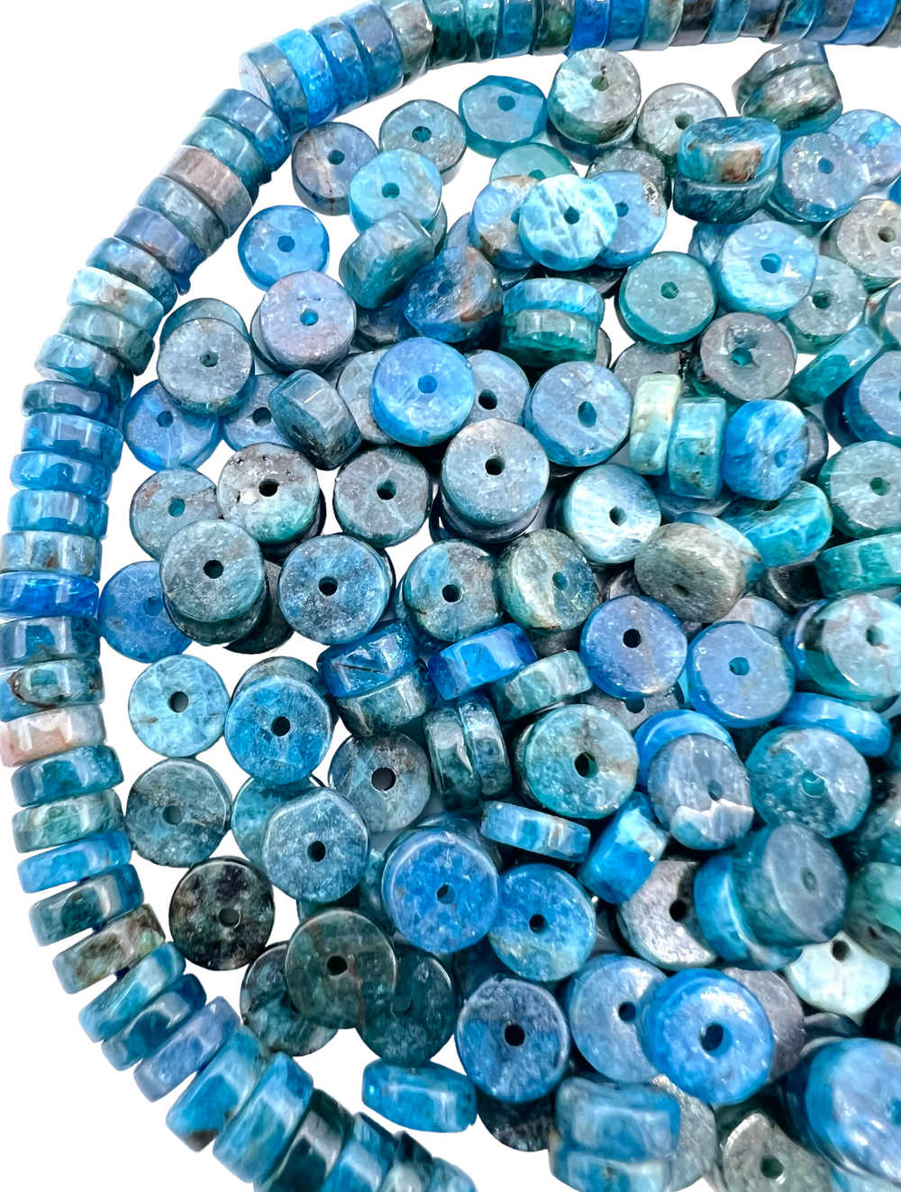 High Quality Apatite 6mm Heishi Beads (pkg of 15 beads) -