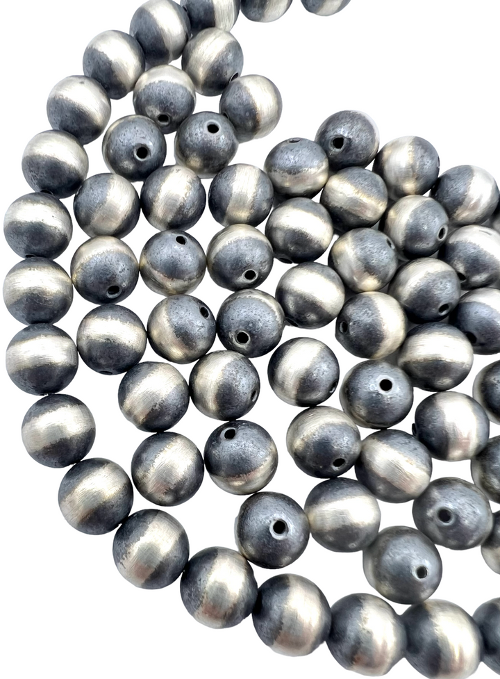 Navajo Style Pearls Sterling Silver Round Beads 8mm (PKG