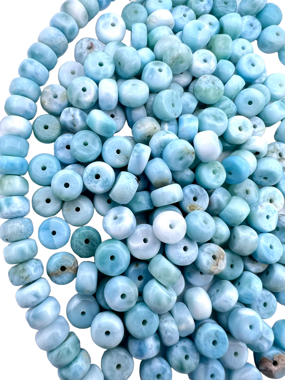 RARE Larimar Rondelle 7x5mm Beads (Package of 11 beads)