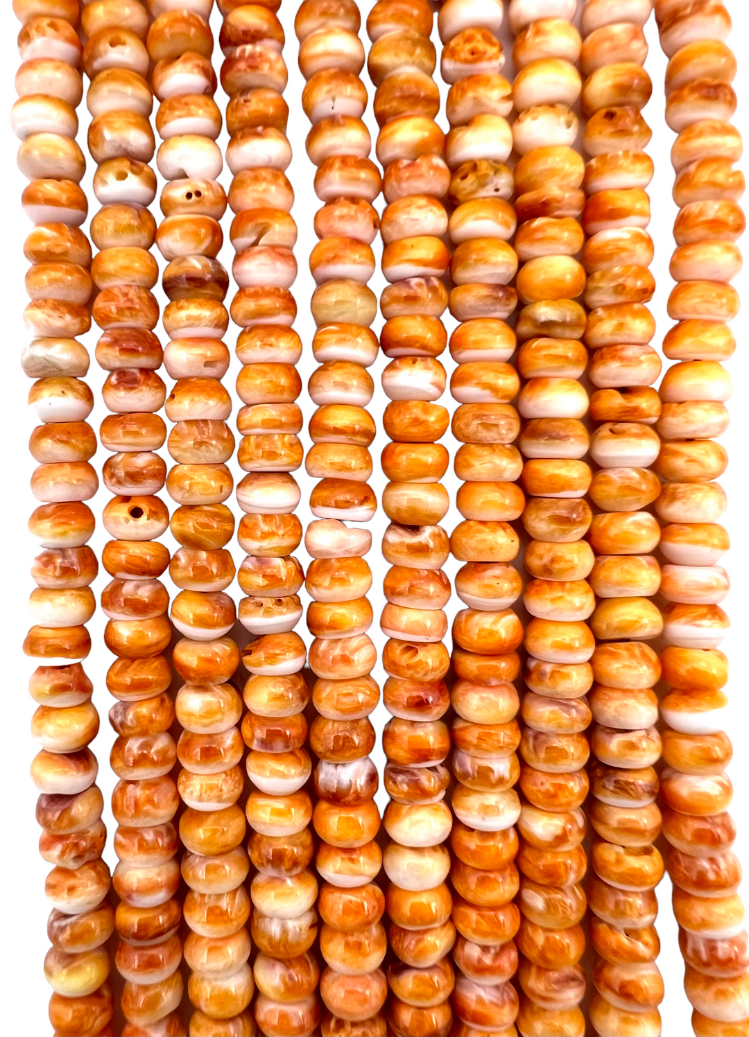 RARE Orange Spiny Oyster 6mm Rondel Beads Sold by half