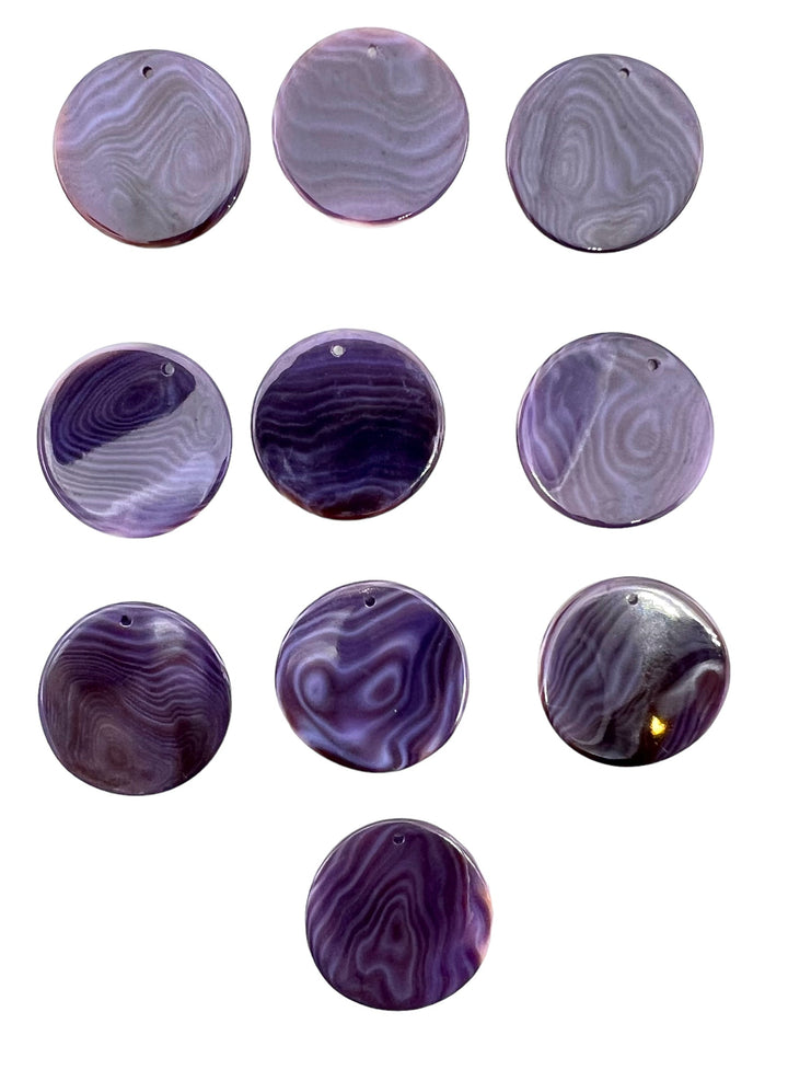 RARE Purple Wampum Flat Round Focal Beads 25mm, (One Focal Bead)