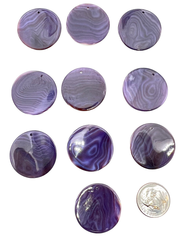 RARE Purple Wampum Flat Round Focal Beads 25mm (One Bead)