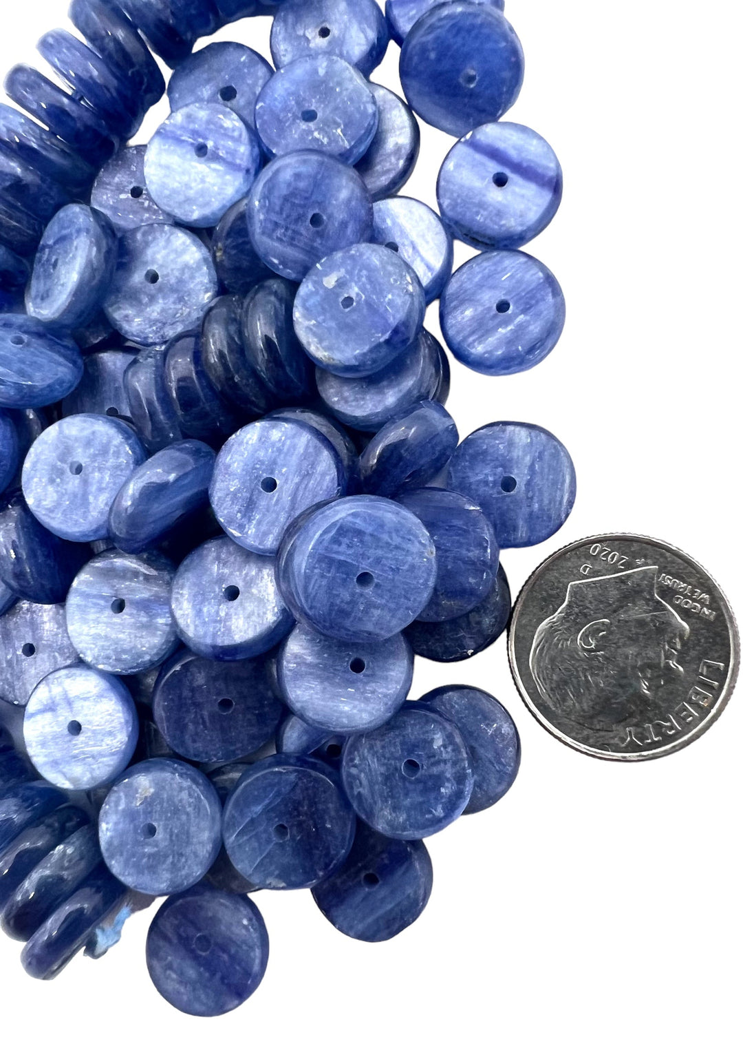 High Quality Blue Kyanite 10mm Wheel Beads Package of 18