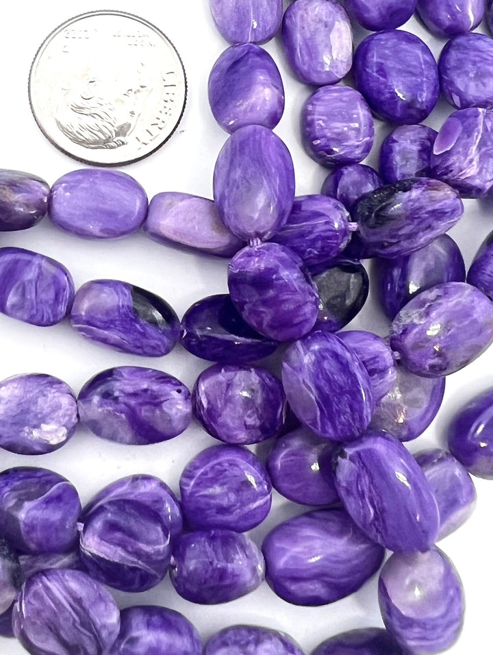 Premium Color Charoite 10x8mm Oval Beads (8 inch Strands)