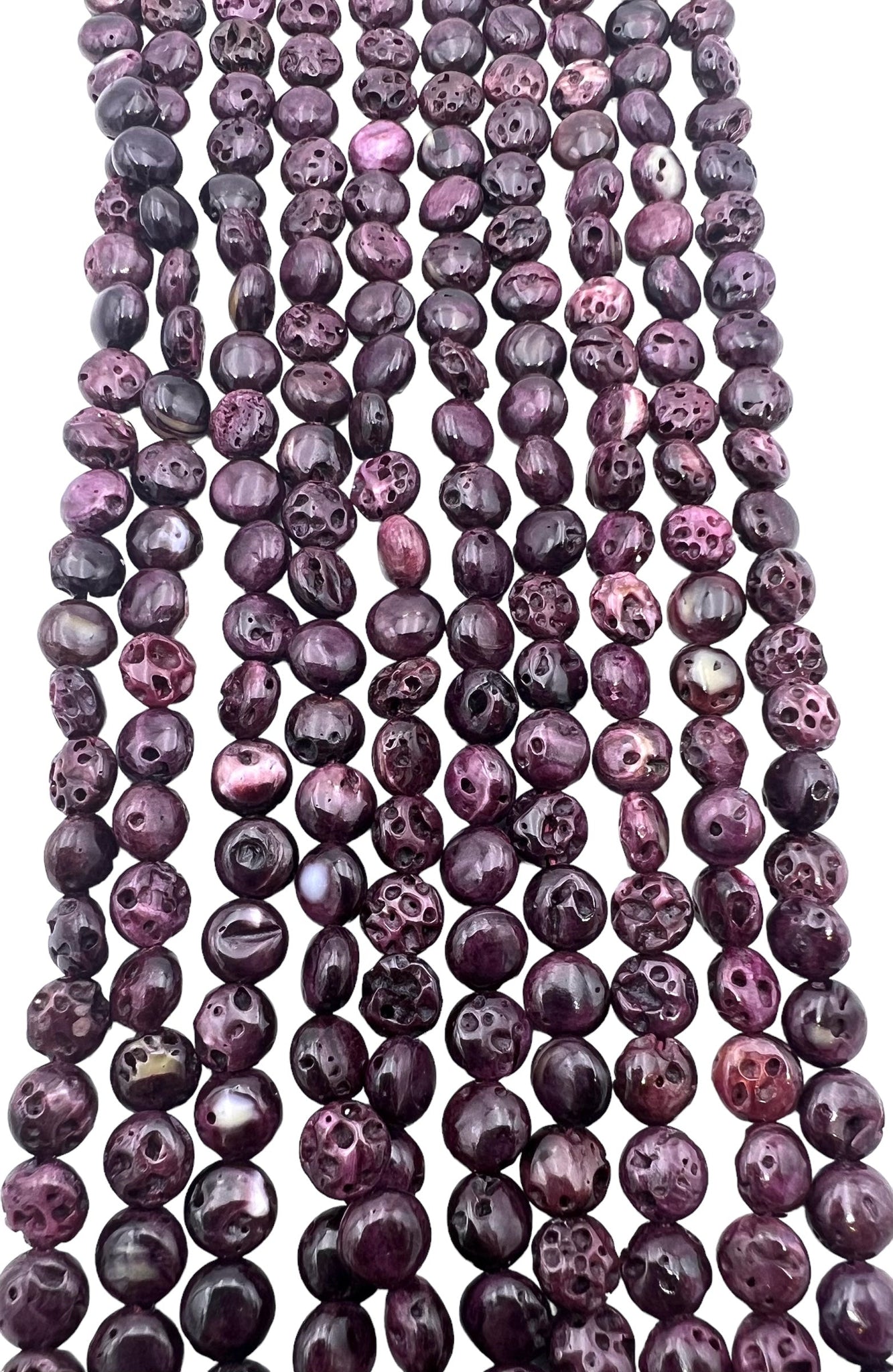RARE Dark Purple Spiny Oyster 6mm Coin Shaped Beads, 16 inch strand
