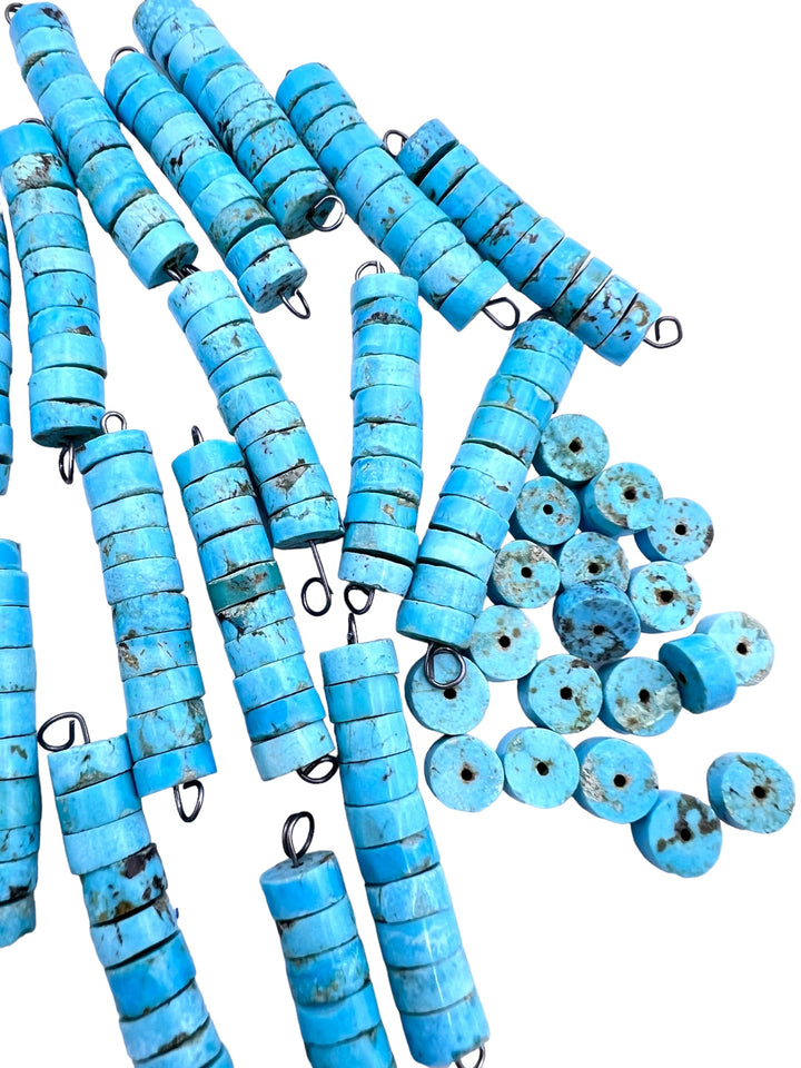 RARE Number 8 Turquoise BIG THICK Blue Heishi Beads 8mm (package of 10 beads)