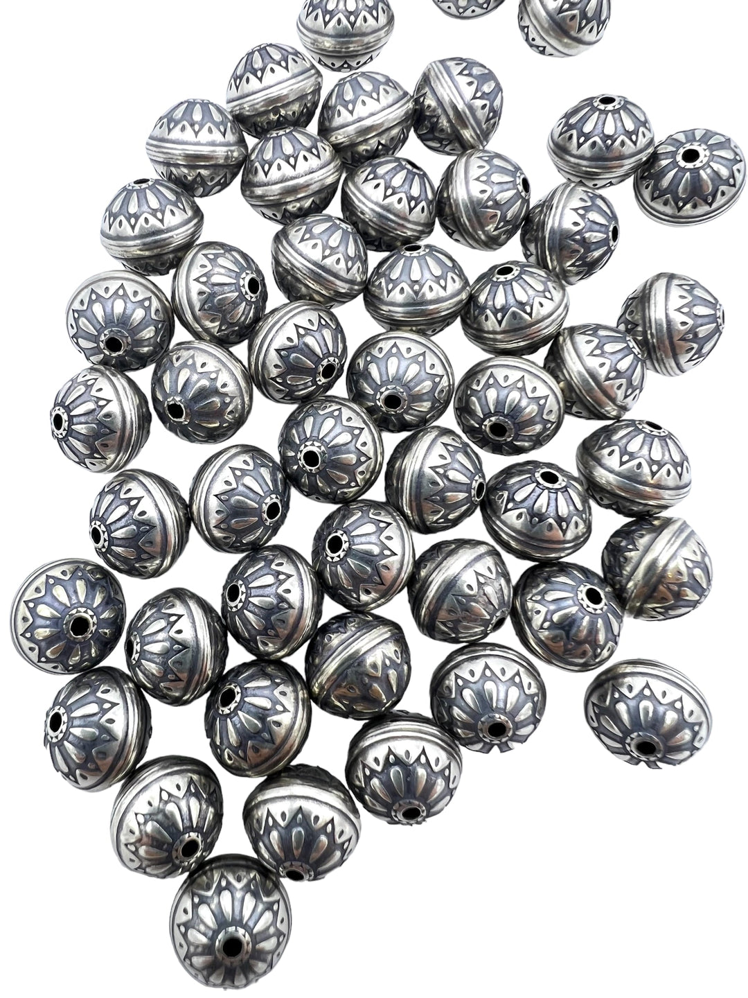 Sterling Silver Handmade Oxidized beads Starburst Design