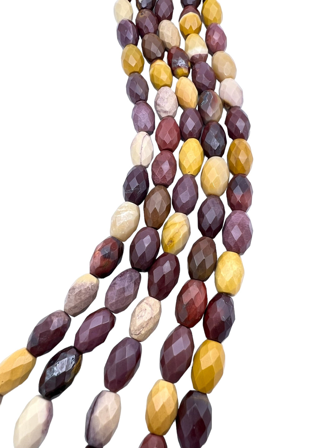 High Quality Mookaite (Australia) Hand Faceted Barrel Beads