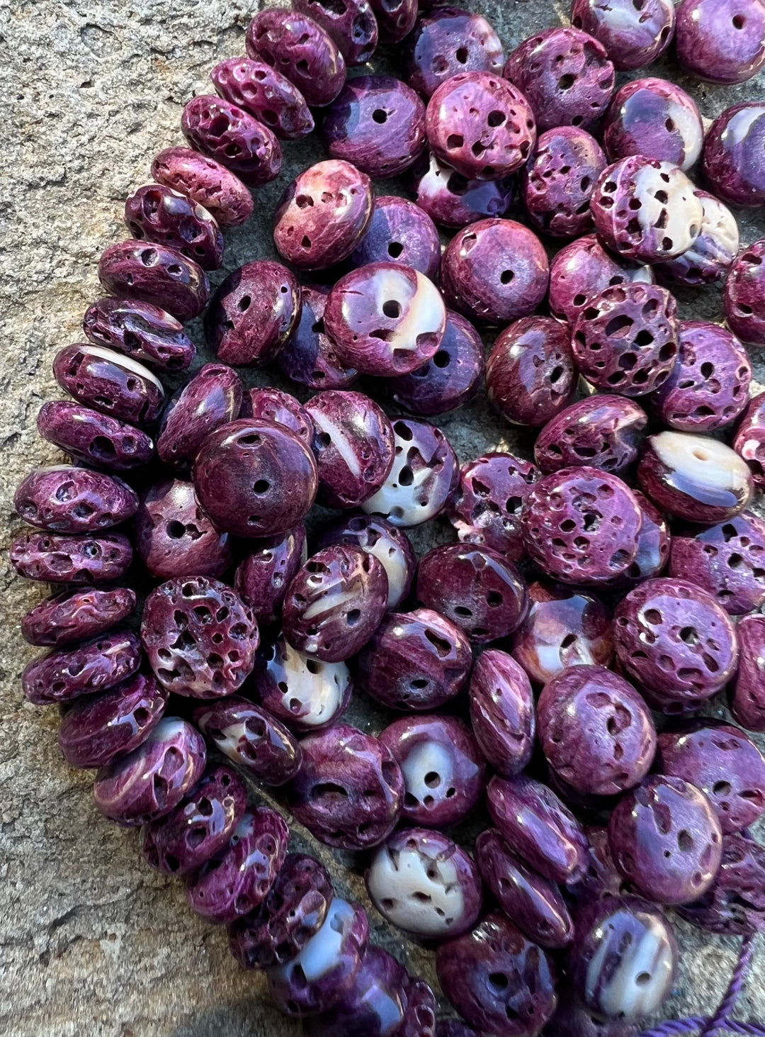 High Quality Dark Purple Spiny Oyster 8mm Rondelle Beads