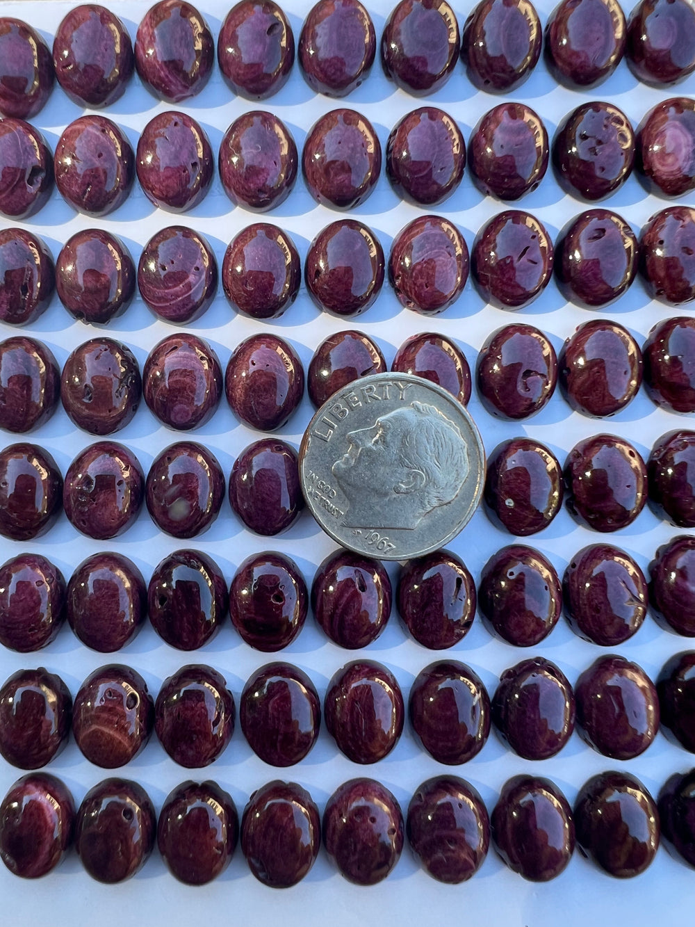 High Quality Deep Purple Spiny Oyster 8x10mm Oval Shaped