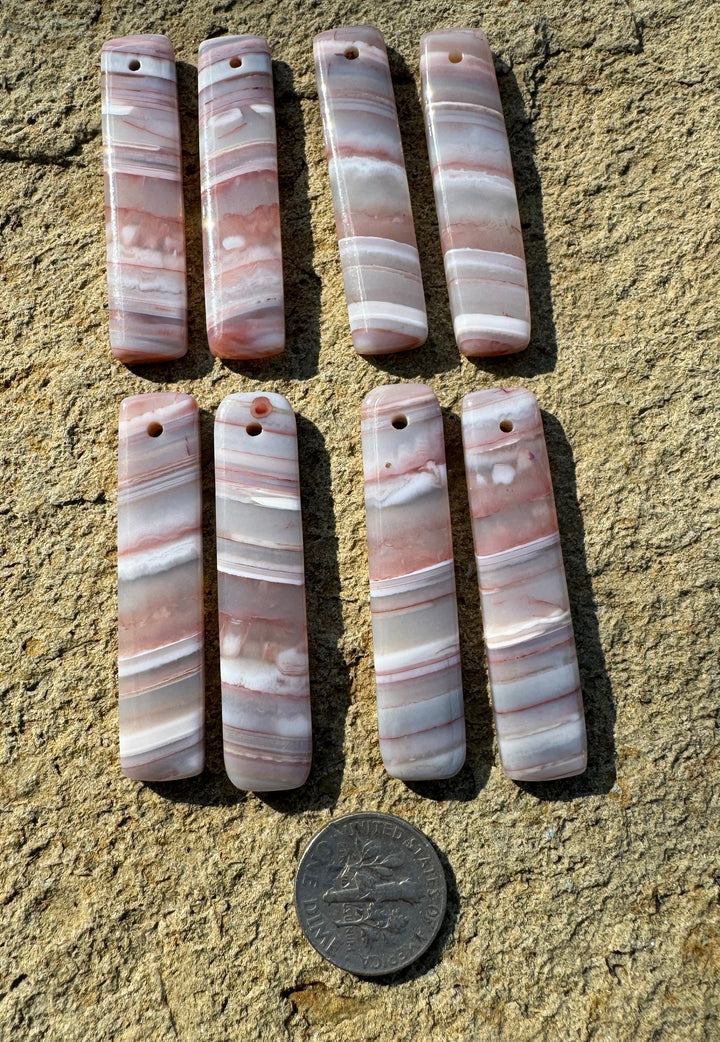 Banded Agate 11x48mm Earring Slab Bead Slab Pairs (Select
