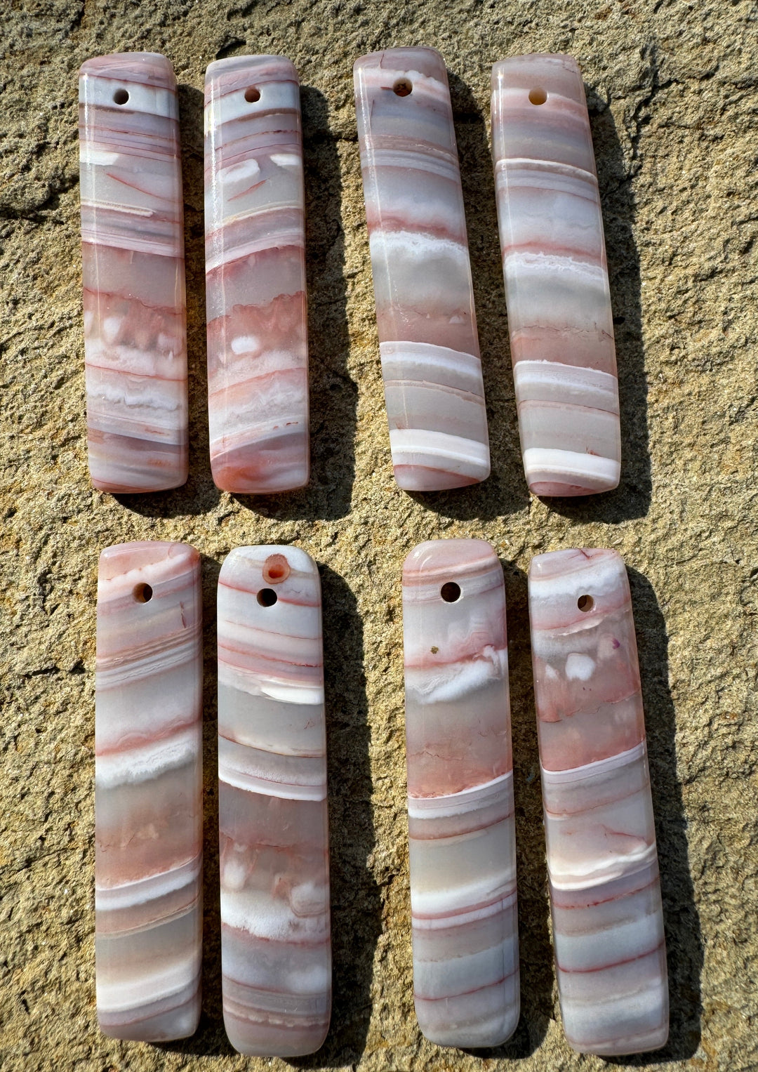 Banded Agate 11x48mm Earring Slab Bead Slab Pairs (Select