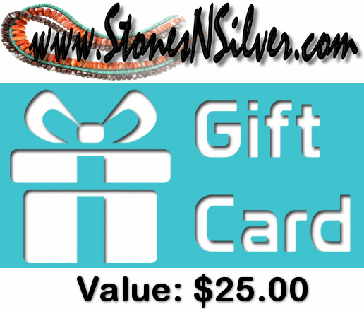 Gift Card for $25 at StonesNSilver.com - stonesnsilver turquoise beads and cabochons