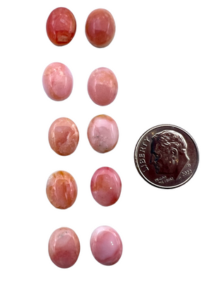 Peruvian Pink Opal Calibrated Oval Cabochons 9x11mm (package